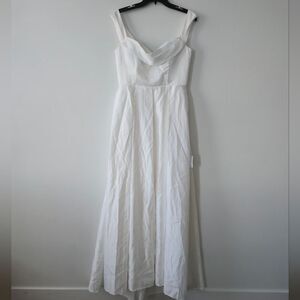 Lulu's Extraordinary Vow White Off-the-Shoulder Maxi Dress with Pockets NWT